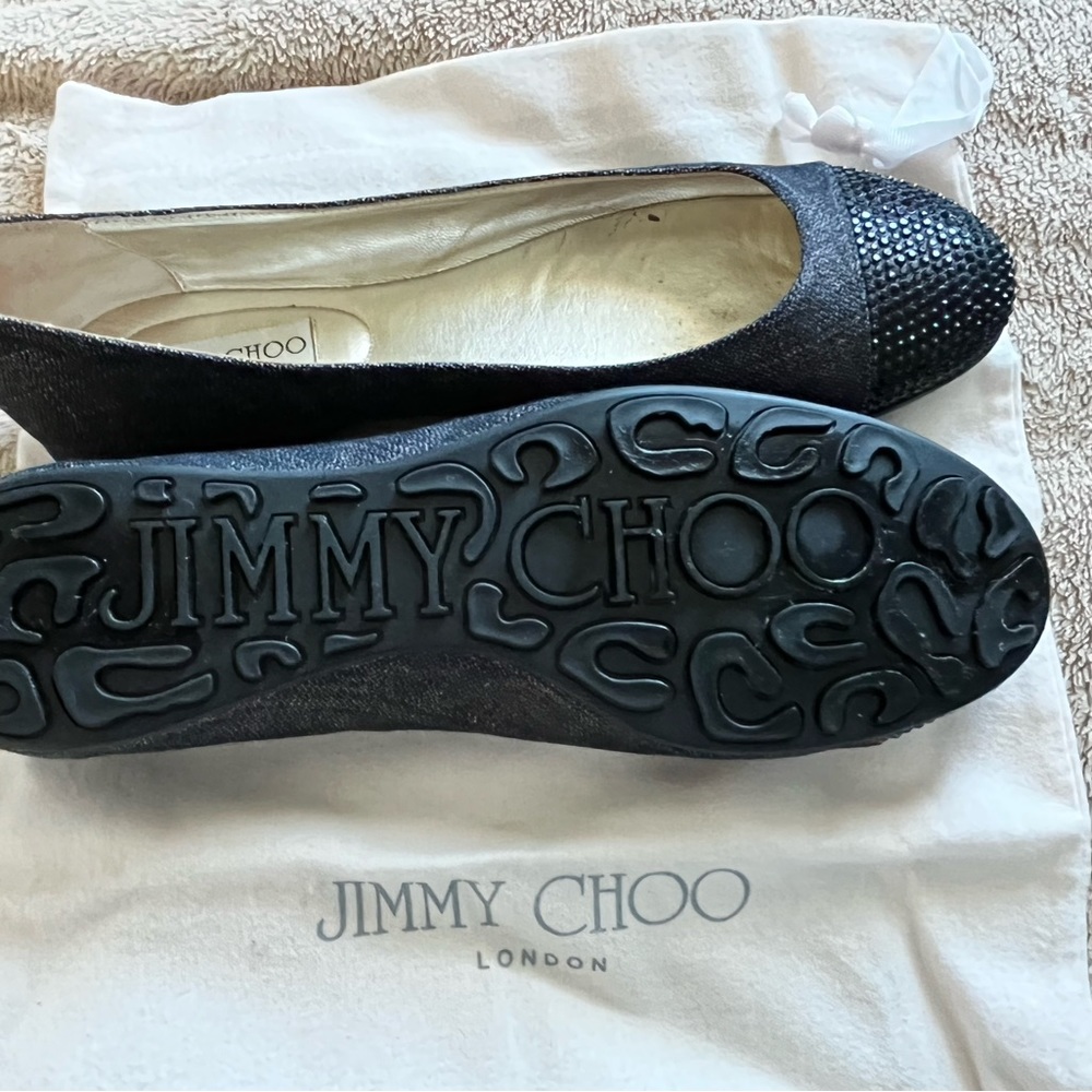 Jimmy Choo navy sparkle flats